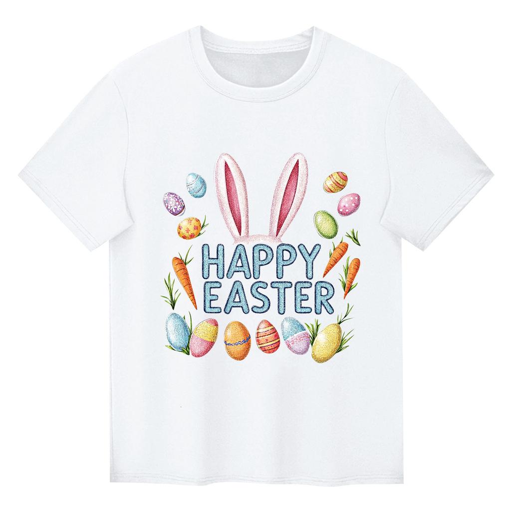 Children's Printed Short Sleeved Round Neck Casual Comfortable Loose Lightweight Top