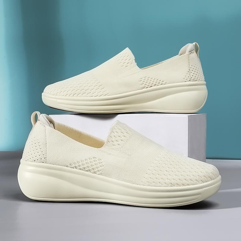 

Женские босоножки на танкетке, повседневная обувь для ходьбы, дышащая, летняя, для девушек, студентов, без шнуровки, обувь для отдыха 36 бежевый