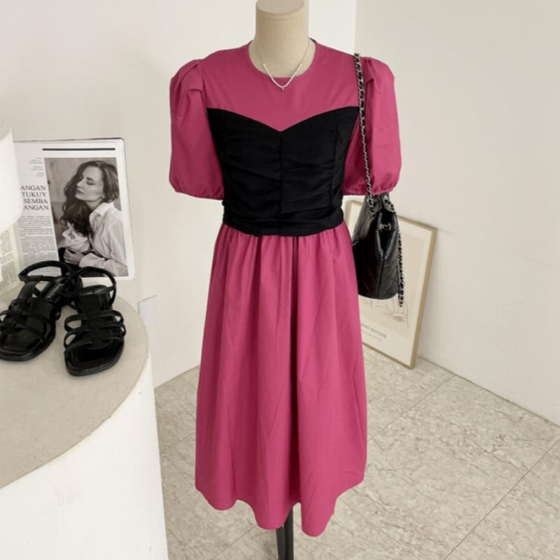 Honey J Women Layered Back Ribbon Bustier Short Sleeve Long Dress