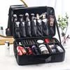 Waterproof Large Professional Makeup Bag with Adjustable Dividers 3-Layer Travel Cosmetic Train Case for Artists & Salon