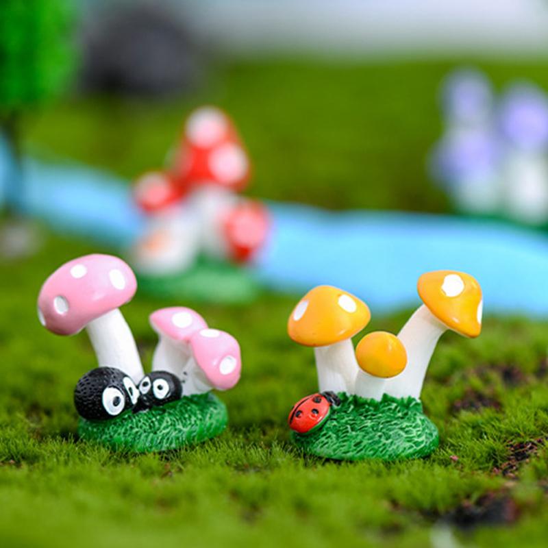Colorful Mushroom Resin Ornament Multi-purpose Waterproof Rust-proof For Micro Landscape Decoration