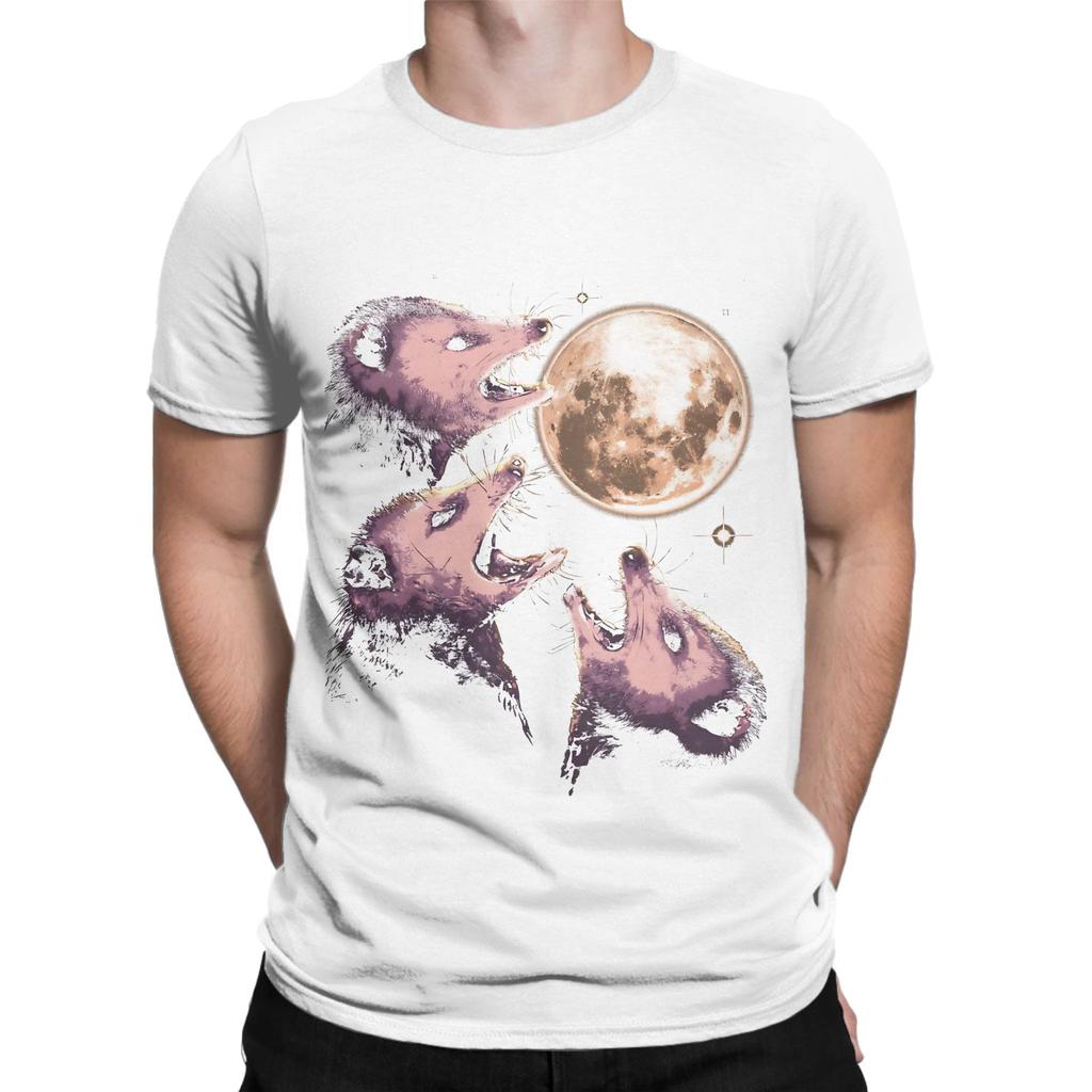 Three Opossums Howling at the Moon Funny Possum 3 Funny 100 Cotton TShirt Possum Tops Tees For Unisex