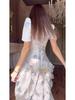 Women's 2025 Spring Retro Elegant Short Sleeve Waist-Cinching Long Dress