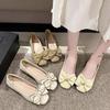 Niche Bow Square Head Shallow Mouth Single Shoes Women's Spring and Autumn New Pregnant Women Ladyshoes Flat Shoes