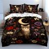 Cat, crescent moon, flowers. Bedding sets Duvet cover sets Duvet covers Pillowcases(1 * Duvet Cover 2 * Pillowcases without duvet insert)