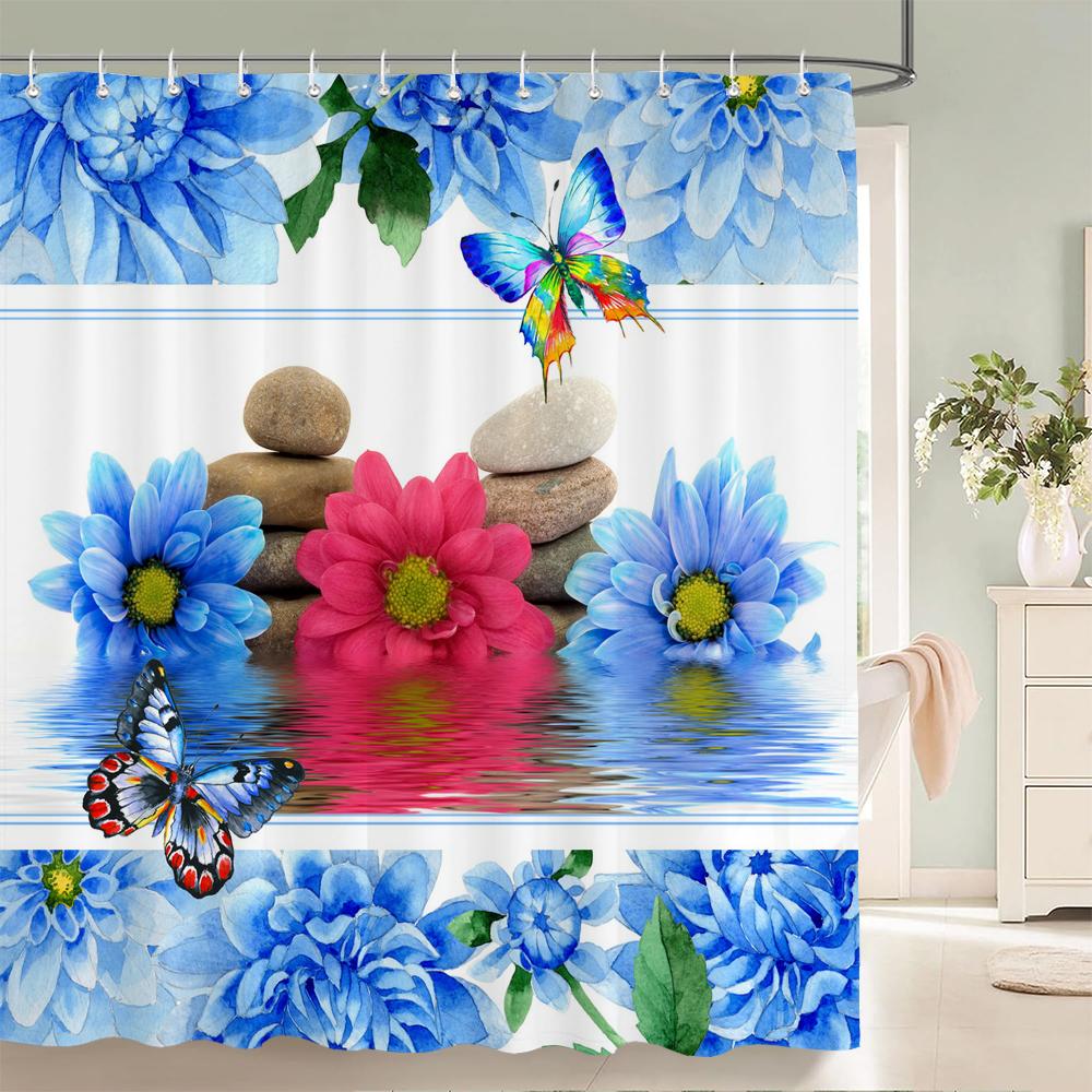 3D Beautiful Rose Flowers Printed Bathroom Curtain Polyester Waterproof With Hooks Home Decor Shower Curtain Bathroom Screen