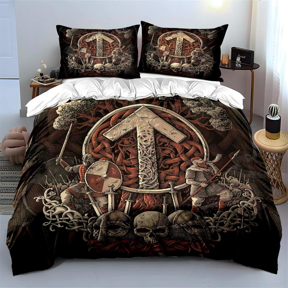 Viking Warrior Nordic Design Bedding Set Bedding set (1 duvet cover, 2 pillowcases, duvet not included)