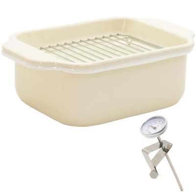 Every Enamel Tempura with Serving and Induction and Gas Frying Enamel Requires Less Easy To Clean Pot U. Pot, Square, Thermometer, Tray, Rack,