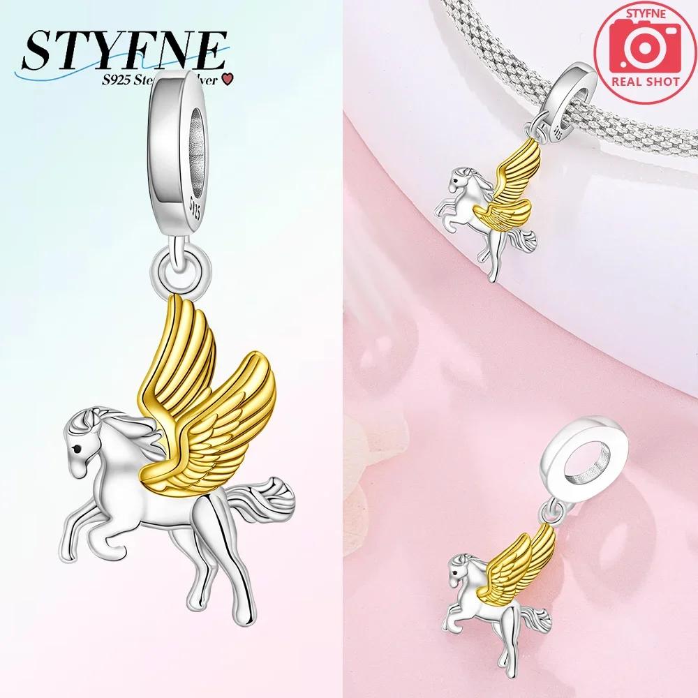 

Unicorn Colored Zircon Blue Heart Pendant Original Copper Beads Charm Fit Bracelet Women Accessory Anniversary Fine Gift