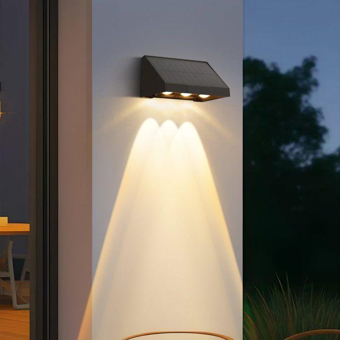 Lampes solaires pour l'extérieur - NETTLIFE - 2 appliques solaires - 3000K (blanc chaud) - Noir - 2 modes étanches