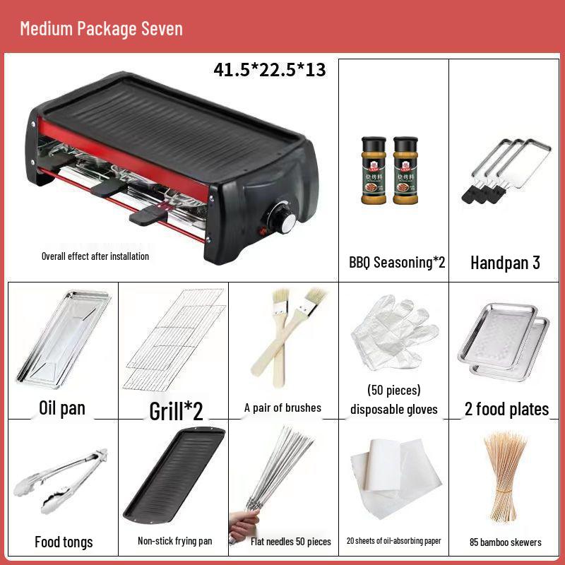 Smokeless Electric BBQ Grill & Roaster - Double Layer Griddle, Grill Pan, and Charcoal Rack