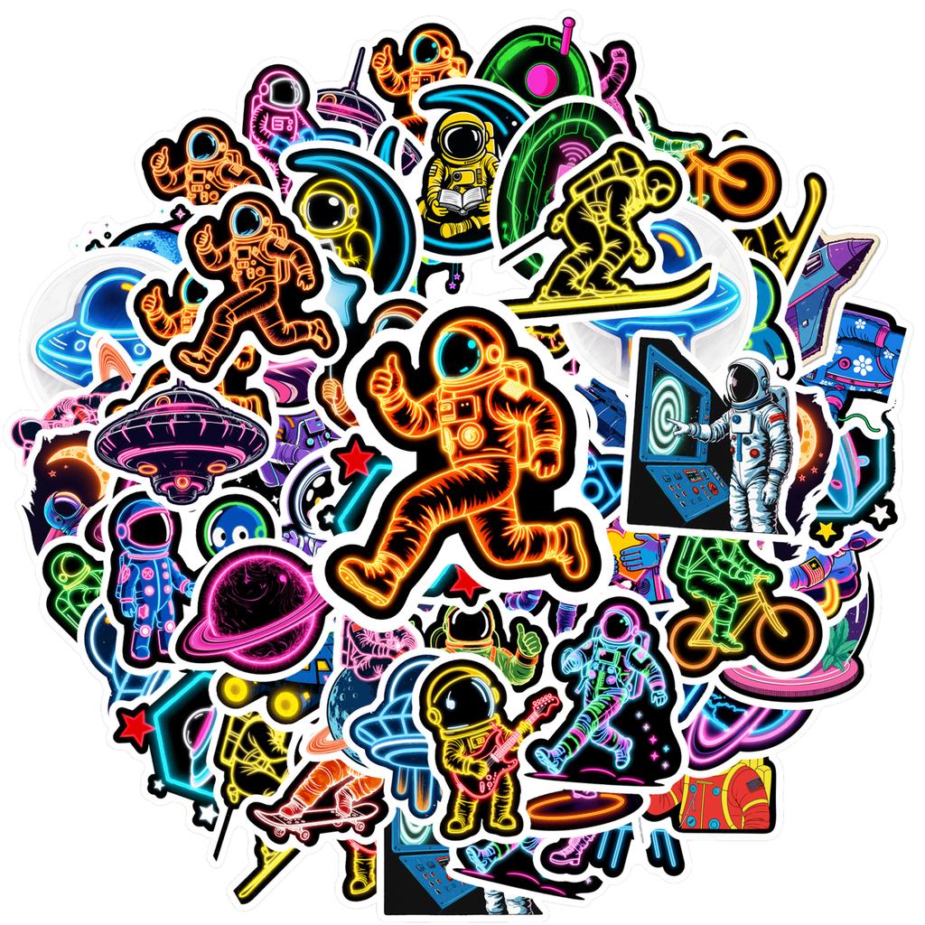35pcs-100pcs Playful Planets Stickers Neon UFO Graffiti Decals DIY Stickers For Laptop Motorcycle Luggage Phone Guitar Laptop