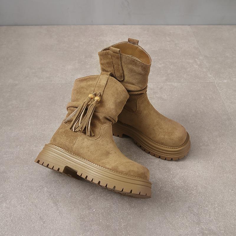 Retro Martin boots 2025 new autumn and winter versatile non-slip western boots women's British style thick-soled high-top short boots