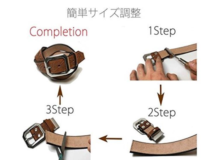 WING LEATHER Tochigi Leather Belt for Men, Genuine Leather, Casual, Made In Japan, Cowhide, Domestic, Stylish, Embossed, 40mm, L Size, Black