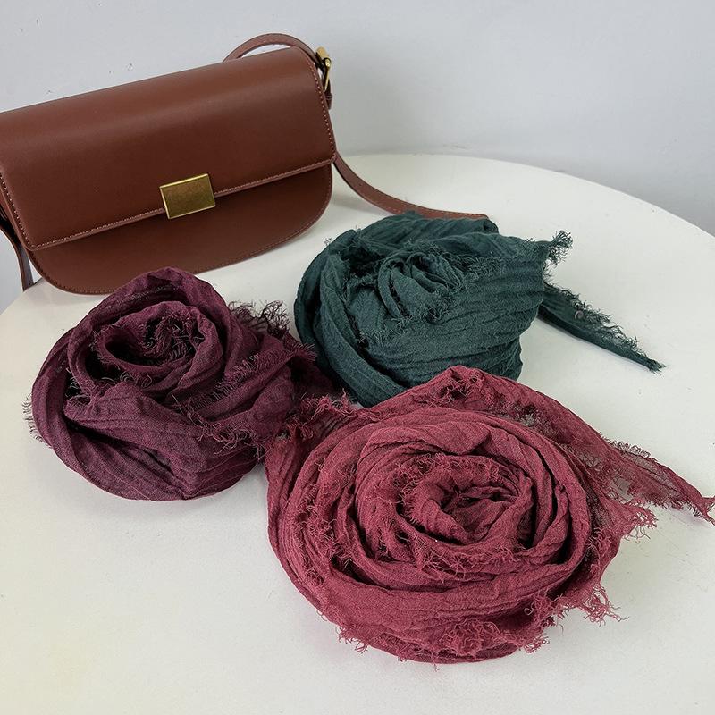 Creative Ramie Cotton Scarf Zen Dance Tara Yarn Texture Lengthened Scarf Women'S Thin Literary Shawl