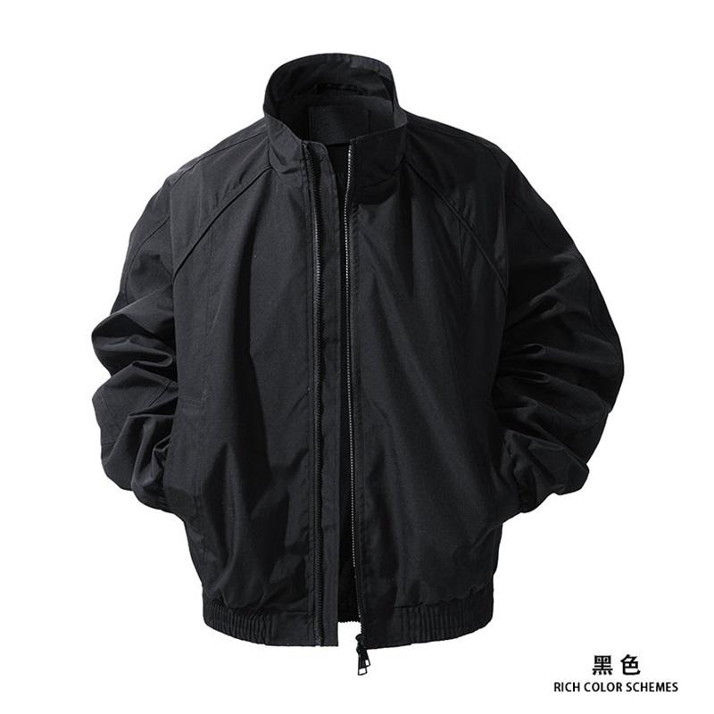 Men's Solid Color Stand Collar Waterproof Windbreaker Jacket American Style Outdoor Sports Climbing Streetwear Coat
