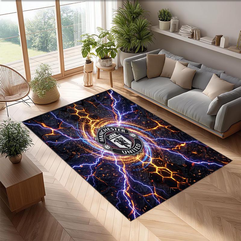 Tappeto in Flanella Stampato Manchester United Antiscivolo Morbido Poliestere Tappeto per Pavimento Tappetino Decorativo per Interni per Camera da Letto Soggiorno Divano