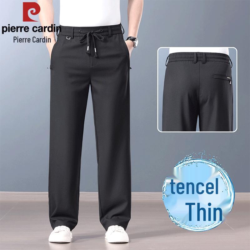 Pierre Cardin Men's Wrinkle-Resistant Tencel Linen Blend Straight-Leg Casual Pants