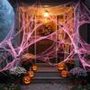 Elastisches Spinnennetz Rosa Falsches Spinnennetz Horror-Atmosphäre Baumwoll-Spinnweben Spukhaus