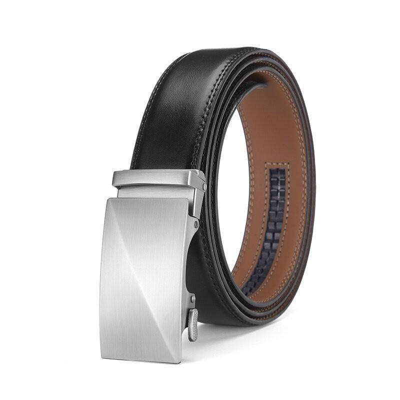 Men's Two-Layer Cowhide Leather Belt with Automatic Buckle - Versatile Business Style