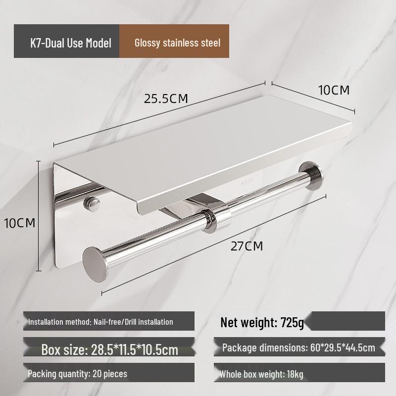 Wandmontierter Taschentuch- und Handyhalter aus Edelstahl