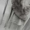 2025 Autumn/Winter Women's V-neck Slim-fit Fur Collar Top - Korean Style Long-sleeve Versatile Base Layer