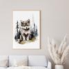 Watercolor Woodland Baby Animal Forest Bear Deer Fox Owl Wolf Poster Canvas Painting Nursery Wall Art Home Decoration