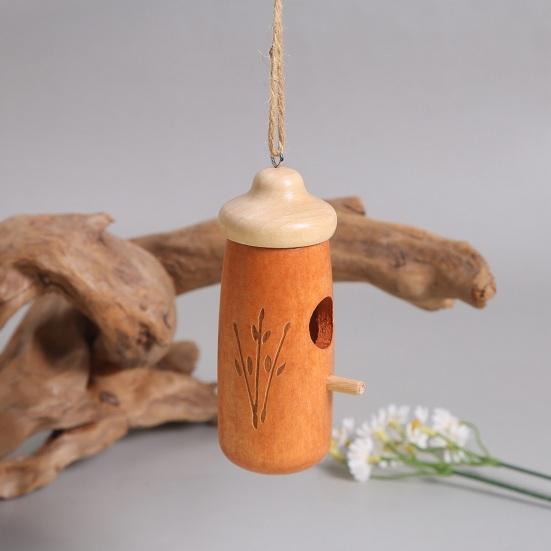 Hummingbird House Unique Shape Hanging Bird Cage Wooden Bird Nesting House for Garden Outdoor Decoration