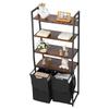 4 Tiers Laundry Sorter Tall Laundry Hamper with Shelves & Hooks 2 Section