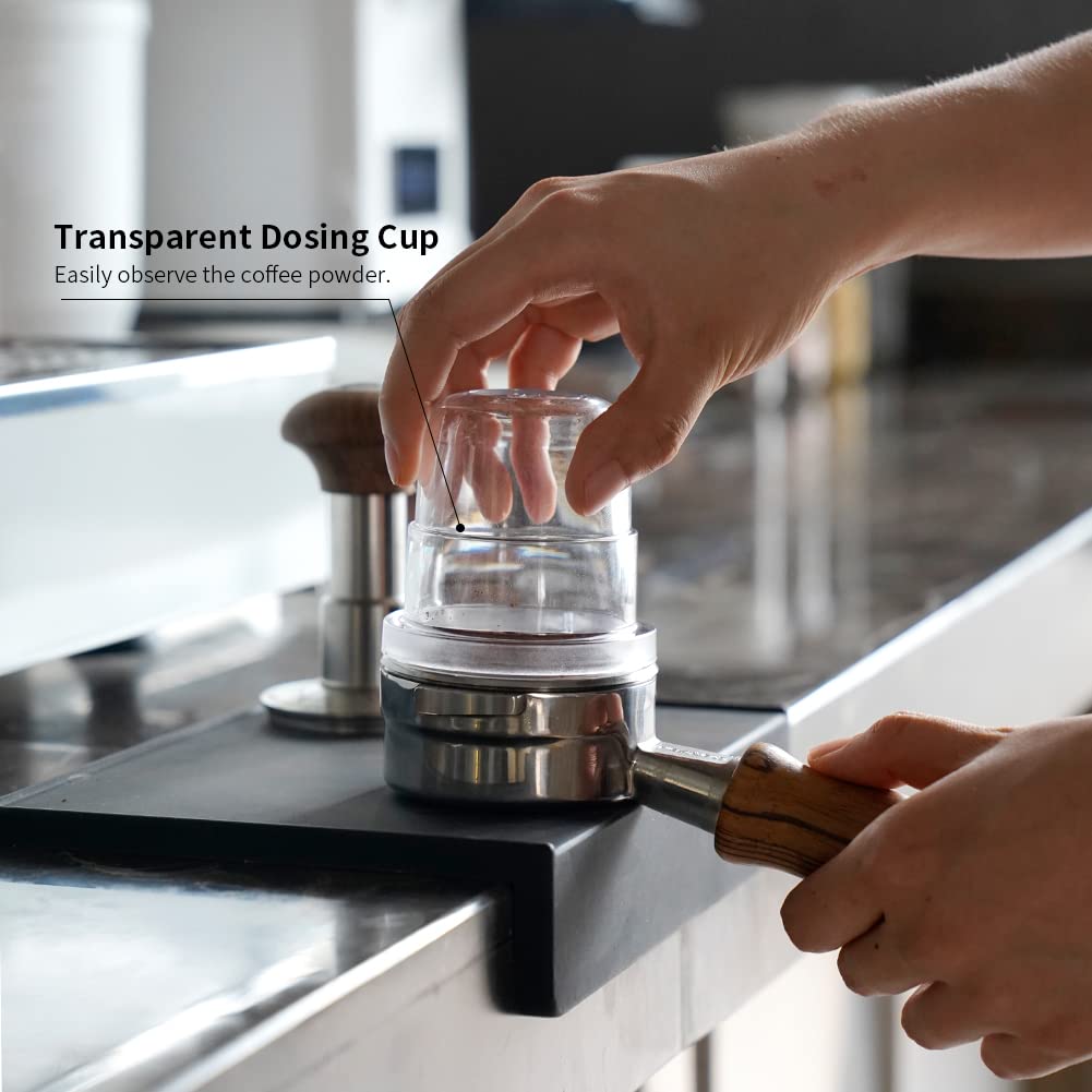 Leeseph Coffee Dosing Cup, Transparent Espresso Sniffing Mug 58mm Coffee Portafilter Dosing Cup Clear Coffee Machine Accessories