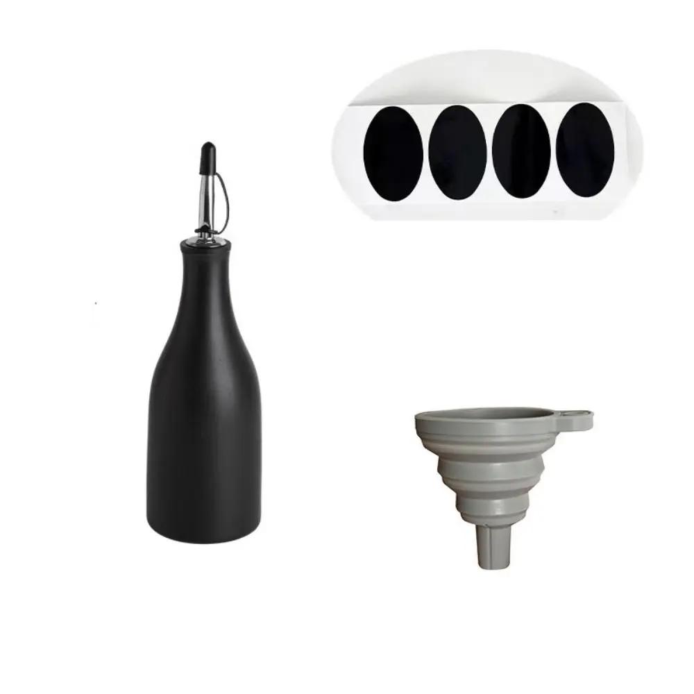 Hemkök Keramisk Kryddburk Olivoljedispenser Stor Kapacitet Läckagesäker Vinäger Olja Kryddflaska Med Etikettklistermärken