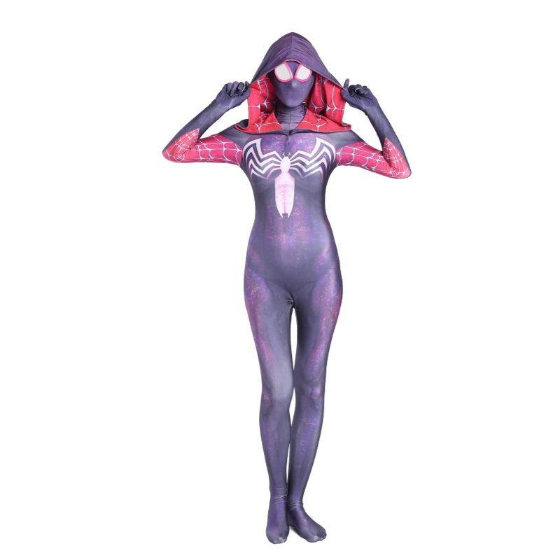 Stacy Spider Gwen Costume Venom Cosplay Girl Women Spiderman Halloween Jumpsuit