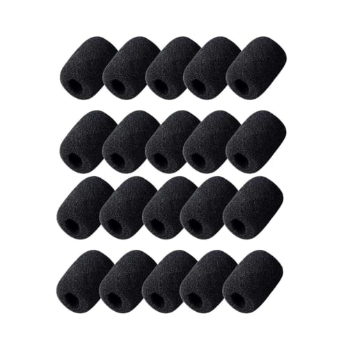 Microphone Sponge Covers, Pack of 20, 34mm X 24mm, Inner Diameter 11mm, Anti-Noise Microphone Wind Shield, Black