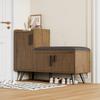 Modern Shoe Bench with Three Storage Doors, Asymmetrical Metal Handles and Multiple Levels for Storage - W100/D34/H69 cm(Old Sku N657P192524N)