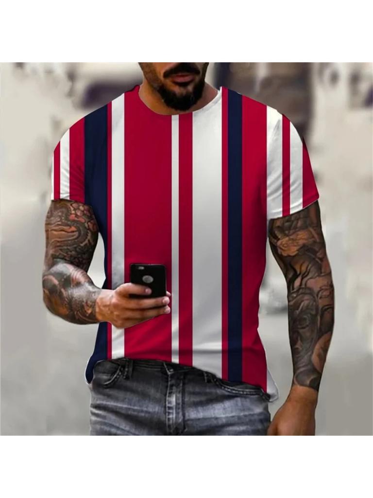 3D Printed Street Hip Hop Men Women Stripe Print T-Shirt Daily Casual Oversized Sportswear Gym Tops Ropa Hombre Summer Short Sleeve Tees