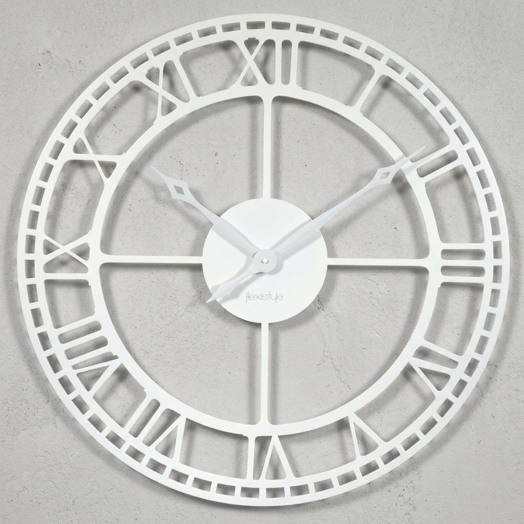 Large Metal Wall Clock, White, 80cm