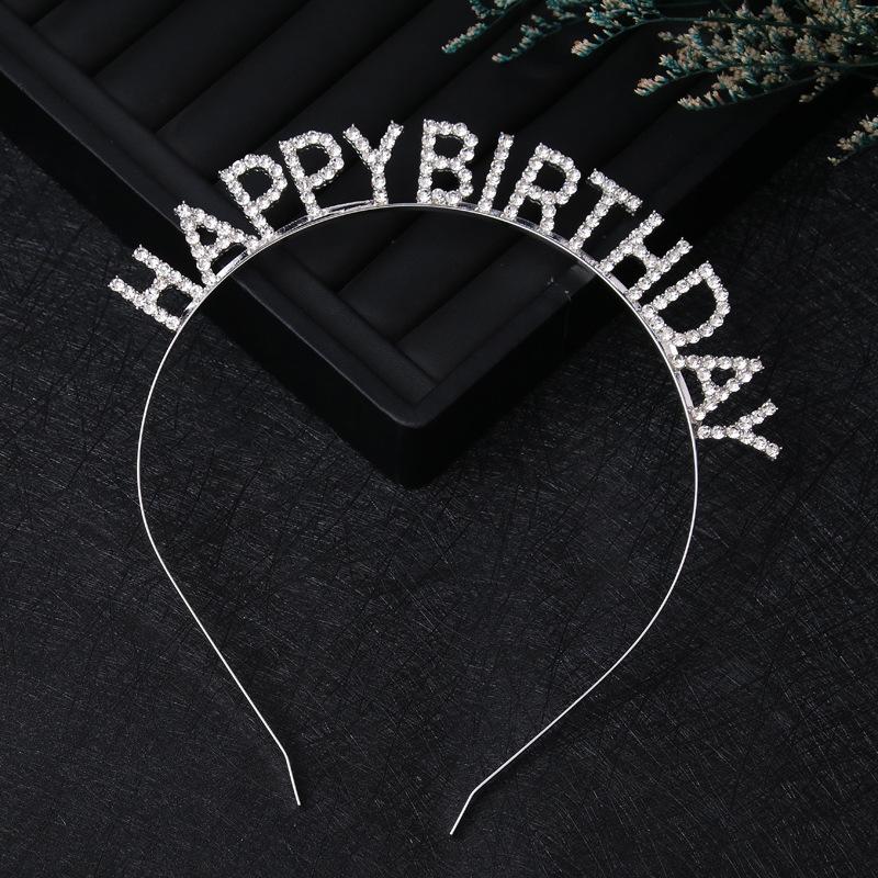 Headbands Happy Birthday Hair Hoop Hairbands Fashion Hair Accessories Rhinestone Girls Kids Women Crowns