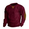 Men's Round-Neck Casual Stand-Up Collar Corduroy Long-Sleeved Sweatshirt for Spring and Autumn