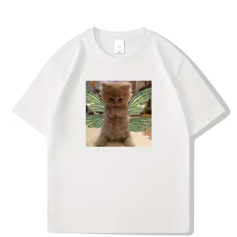 

Cat Fairy Graphics Tshirt Ladys Tshirt Creative Pattern Roundneck TshirtSummer Trendy Short SleeveCasual Daily Style Top S
