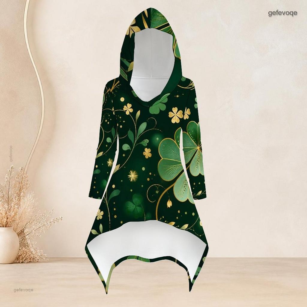 Women Plus Size Hooded Long Sleeve Snowflake Printed Dark Navy High Low Top Fitted Pants Two Piece Set