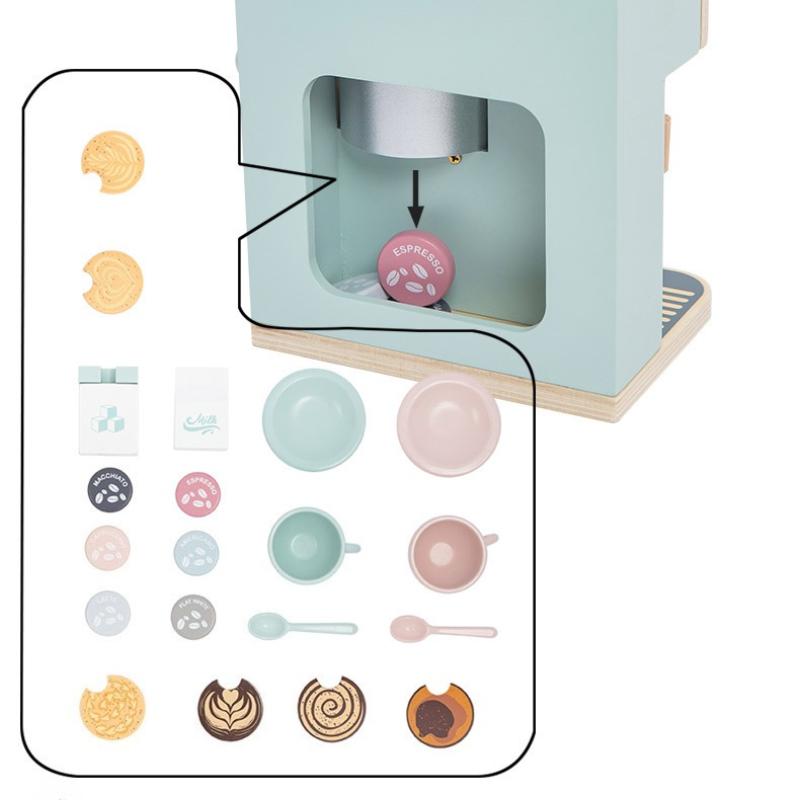 23Pcs Children Playhouse Wooden Simulation Coffee Maker Kitchen Toy Set Kids Montessori Educational Coffee Machine Puzzle Toy