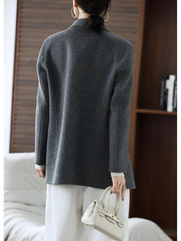 2025 Autumn/Winter Women's Double-Faced Wool Coat - Short, Loose, Petite Slimming Suit