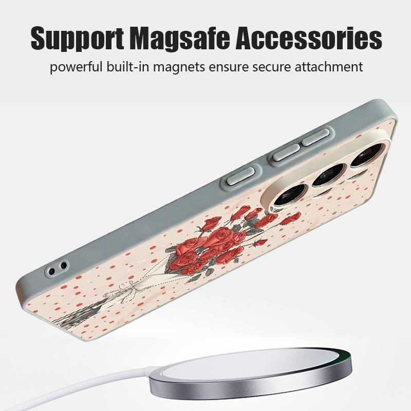 Magnetic Rose Flowers Pattern Phone Case For Samsung Galaxy S26 S25 Ultra Edge S24 S23 FE A57 A17 A56 A37 A16 A55 A36 A54 Cover