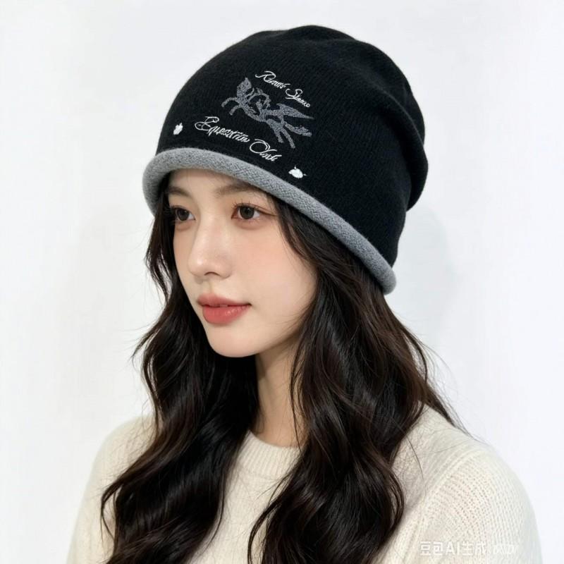 Womens Winter Knit Beanie Hat Warm Fleece Lined Ear Cover Adjustable-Free Foldable Acrylic Cap Cold Weather
