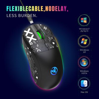 HXSJ Combo Tastiera e Mouse Cablata K68 RGB Streamer Mini Tastiera da Gioco Tastiera a Membrana e