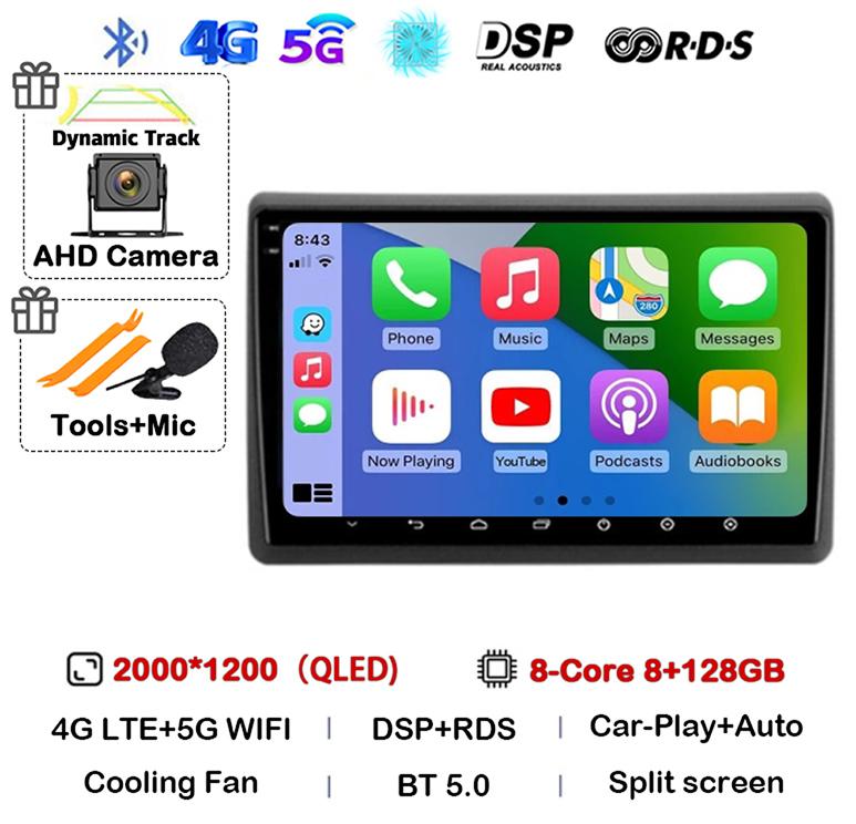 Android 14 Carplay Auto Car Radio Multimedia Player For Renault Master Nissan NV400 Opel Movano 2010-2021 Stereo GPS Wifi+4G DSP