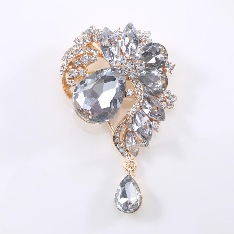 African Exaggerated Personality Colored Large Crystal Glass Brooch Fashion Brooch Women'S Clothing Accessories