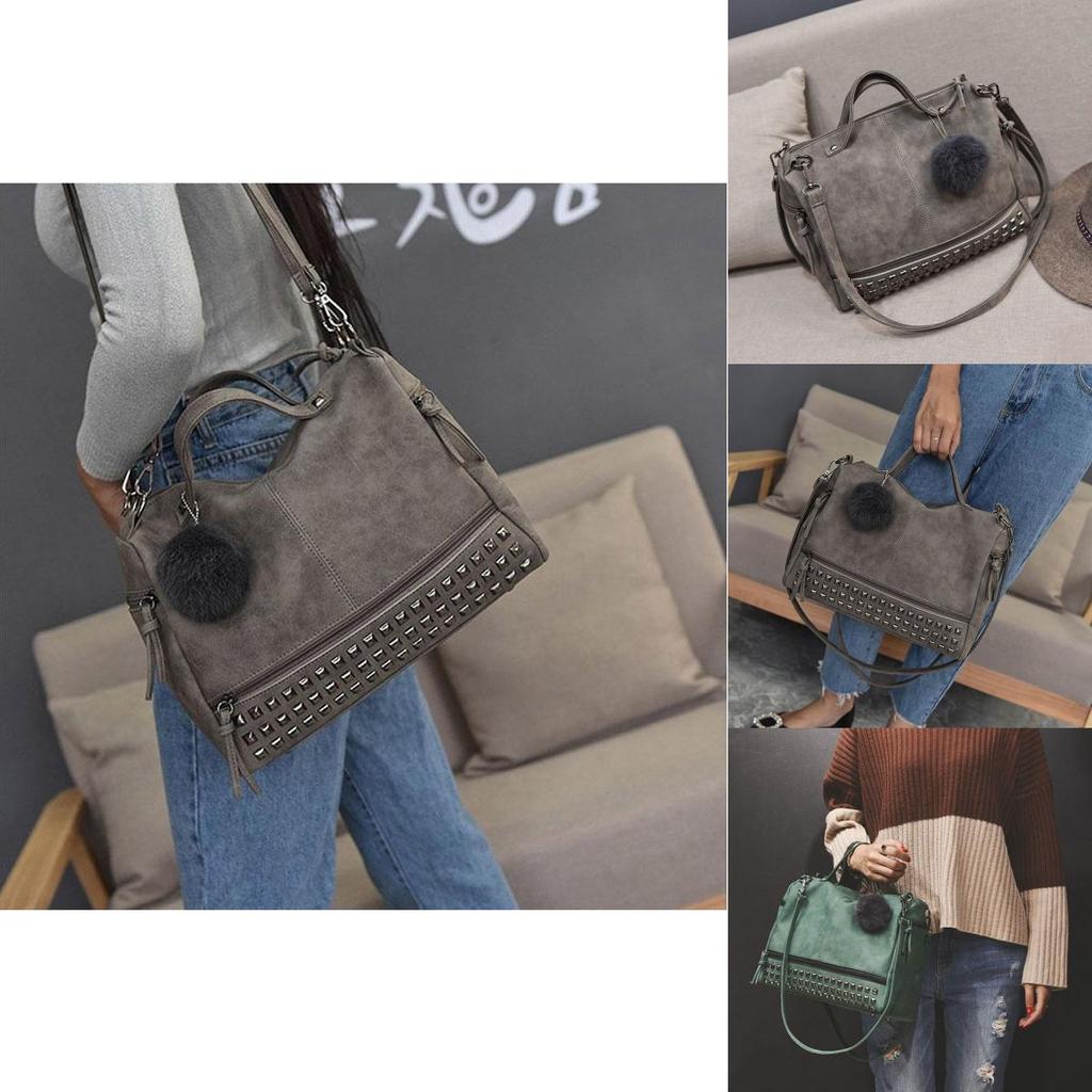 Chic And Spacious Casual Women Large Capacity Solid Rivet Shoulder Messenger Crossbody Bags