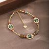 Boho Chic Geometric Stone Beaded Bracelet With Gold-Tone Metal Accents Vintage-Inspired Womens Handmade Jewelry