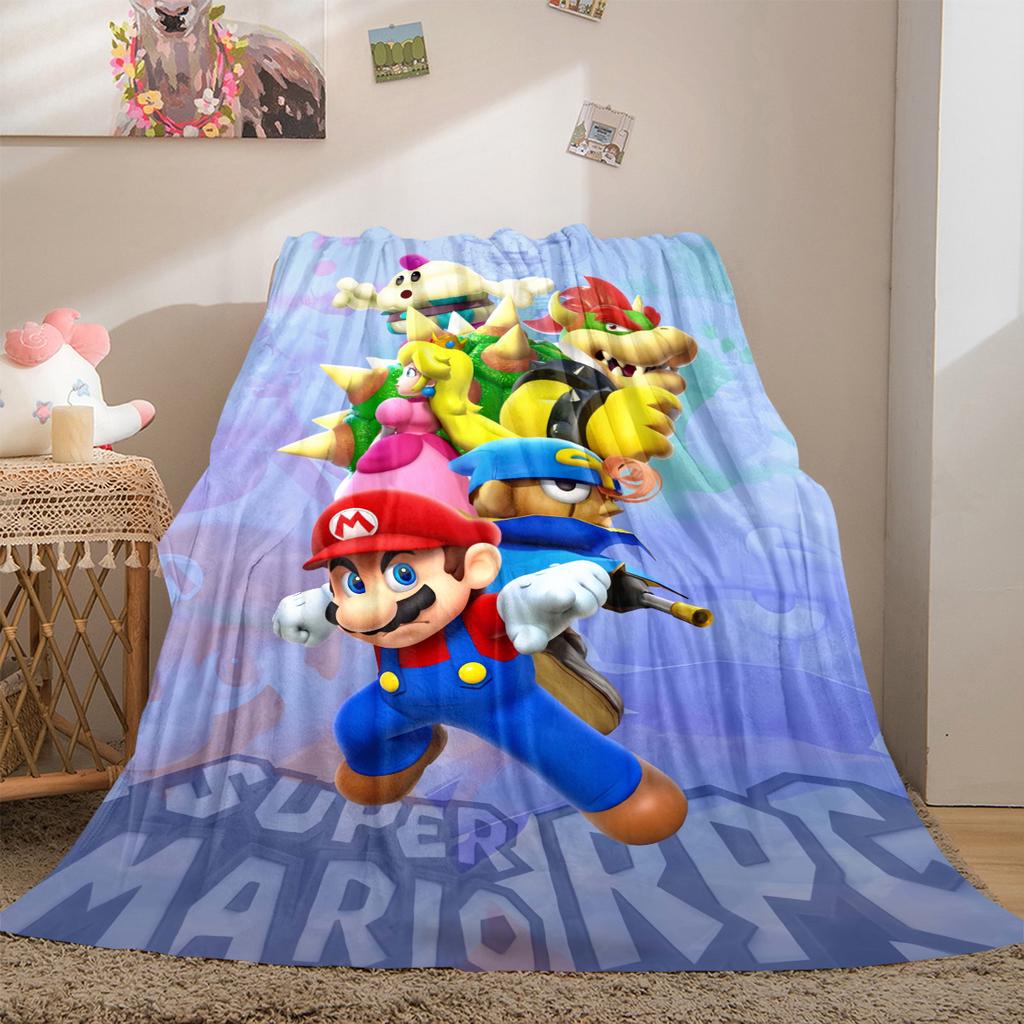 Super Mario Print Blanket Warm Comfortable Flannel Cover For Bedrooms, Sofas, Beds, Chairs LXR92